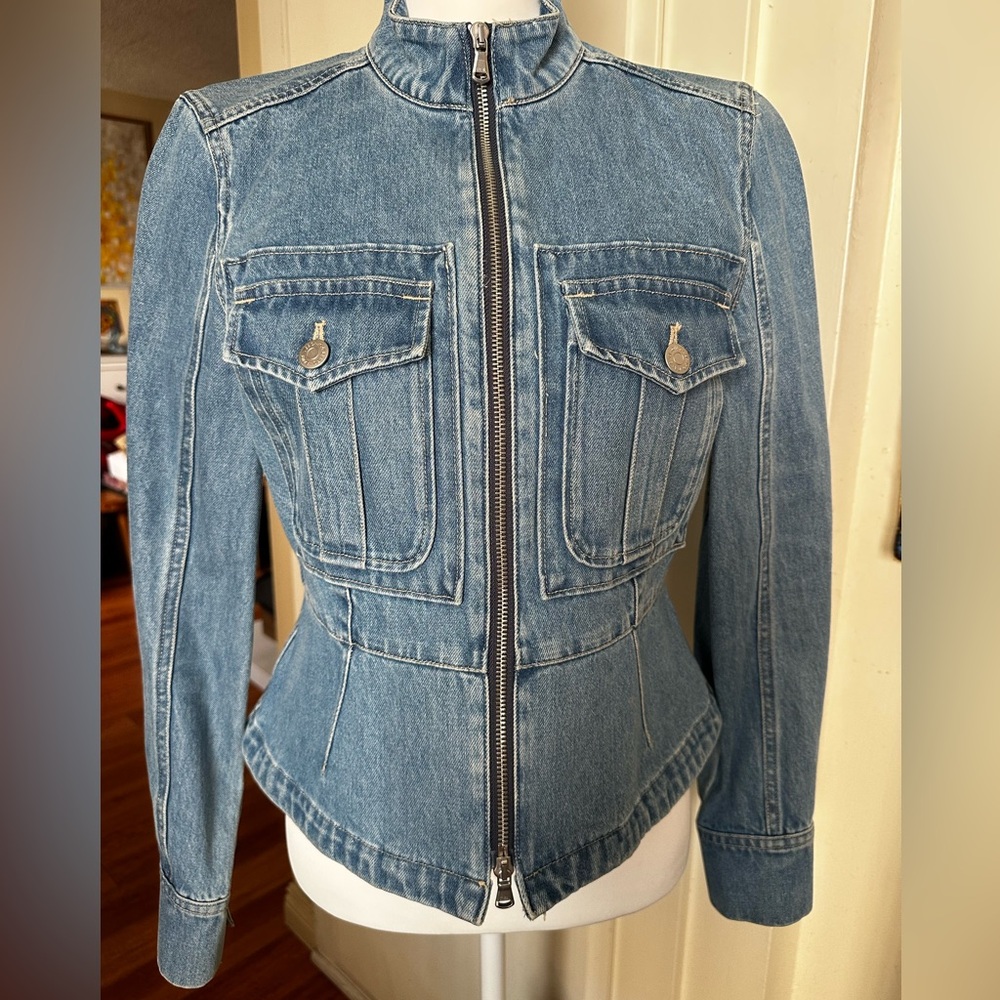 NWT $468 VERONICA BEARD Antonia Cropped Denim Jacket, Size Small, 100% COTTON